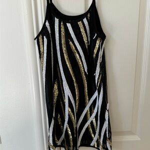 Flowers By Zoe Black and Gold Sequin Party Dress